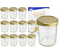 MamboCat Lot de 12 bocaux en verre avec couvercle doré To 66, 230 ml avec livret de recettes de la marque Diamant (version allemande)