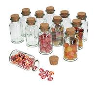 MamboCat Lot de 12 Lot de verres à bonbons + bouchon en liège - Verre rond 300 ml - Boîte réutilisable en verre - Rangement du thé, des herbes et des épices