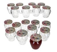 MamboCat Lot de 18 pots à confiture avec couvercle en bois en forme de cœur rouge - 212 ml - TO 63 - Pour conservation et conservation