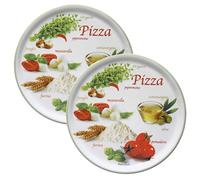 MamboCat Lot de 2 assiettes à pizza Napoli Green I Ø 32 cm - Grande I 2 personnes I Assiettes avec motifs et inscriptions I Décorées I Pour pizzas ou présentation I Porcelaine