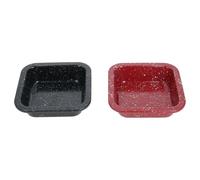 MamboCat Lot de 2 mini moules carrés Cina 12 x 12 cm Airfryer et four | Acier pour deux personnes, gâteau, dessert, gratin, légumes et mini ragoûts, moucheté rouge/noir, passe au congélateur