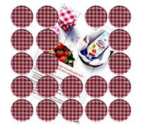 MamboCat Lot de 20 couvercles à carreaux rouges to 66 - Compatible avec les bocaux de 125 ml - Avec livret de recettes Diamant-Zucker Gelierzauber (français non garanti)