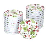 MamboCat Lot de 20 couvercles à visser pour bocaux à confiture et bocaux de conserve - Motif fraise forêt - Pour bocaux de confiture et conserves