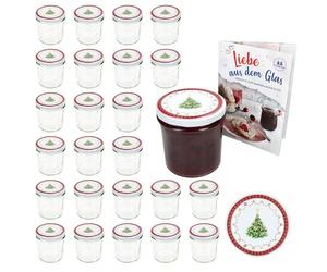 MamboCat Lot de 25 bocaux en verre de 350 ml avec couvercles à visser et couvercles TO 82 + livret de recettes gratuit I Bocaux de conservation et conservation