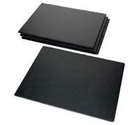 MamboCat Lot de 4 plateaux en ardoise - 40 x 30 cm - Noir - Plat à sushi avec bord brisé rustique - Assiette à dessert - Plateau décoratif en granit