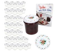 MamboCat Lot de 50 bocaux en verre de 350 ml avec couvercle à visser Candyman bleu glacé + jusqu'à 82 couvercles + livret gratuit I Bocaux de conservation et conservation