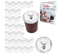 MamboCat Lot de 50 bocaux en verre de 435 ml avec couvercle à visser Alois Cerf I Bocaux de conservation + couvercle TO 82 + livret gratuit I Bocaux de conservation