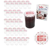 MamboCat Lot de 50 bocaux en verre de 435 ml avec couvercles à visser TO 82 faits avec amour I Bocaux de conservation + livret de recettes de sucre diamant I Bocaux de conservation et conservation
