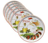 MamboCat Lot de 6 assiettes à pizza Napoli Red Ø 33,8 cm I Assiettes de service avec motifs I Plaques à apéritif