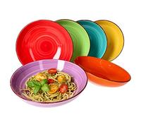 MamboCat Lot de 6 assiettes à spaghetti creuses Coloris uni - Diamètre : 23,5 cm 800 ml Pour 6 personnes Assiette à pâtes Assiette à soupe Plat de service
