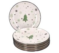 MamboCat Lot de 6 assiettes de Noël en forme d'arbre de Noël I Pour 6 personnes I Assiettes pour Noël avec sapins et flocons de neige I Dîner de fête, rôti I Christmas I Assiettes