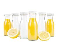 MamboCat Lot de 6 bouteilles de jus de 150 ml + couvercle Twist-Off TO43 blanc I Bouteilles vides à remplir I Bouteille à col large pour la conservation I Bouteilles de lait I Bouteilles rondes en
