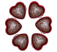 MamboCat Lot de 6 mini moules à charnière cœur rouge 11,5 cm airfryer | en tôle, pour six personnes, petits gâteaux et desserts, rouge, forme de cœur, deux parties avec fond et cercle