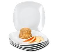 MamboCat Lotta Lot de 6 assiettes à dessert I Assiettes à petit-déjeuner en porcelaine blanche pour 6 personnes I Petites assiettes pour salade, dessert, amuse-bouches, etc. I Vaisselle chic pour le