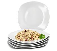 MamboCat Lotta Lot de 6 assiettes plates I Assiettes plates en porcelaine blanche pour 6 personnes I Grandes assiettes pour les repas principaux, les barbecues, etc. I Vaisselle chic pour le