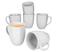 MamboCat Lotta Lot de 6 tasses à café, 300 ml, en porcelaine blanche, avec anse, pour 6 personnes, pour boissons chaudes, thé, cacao, cappuccino, latte macchiato, etc. Vaisselle chic