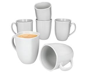 MamboCat Lotta Lot de 6 tasses à café, 300 ml, en porcelaine blanche, avec anse, pour 6 personnes, pour boissons chaudes, thé, cacao, cappuccino, latte macchiato, etc. Vaisselle chic