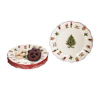 MamboCat Maestro Natale Lot de 4 assiettes à gâteau, en céramique italienne, pour 4 personnes, avec décor de Noël, service pour salade, dessert, etc. Pour Noël, l'Avent et Saint-Nicolas