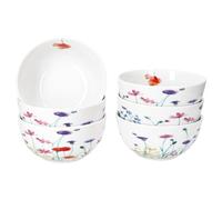 MamboCat Marie Lot de 6 bols à céréales 14 cm I 400 ml I Bol en porcelaine avec décor prairie florale pour 6 personnes I Bols pour salade, soupe, céréales, chips, etc.