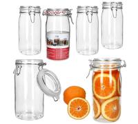 MamboCat Norma Lot de 6 bocaux de conservation hermétiques ronds I 1,5 l I Bocaux en verre avec fermeture à étrier I Idéal pour la mise en conserve, la fermentation et le stockage