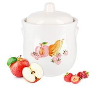 MamboCat Ruben Pot à Rumtopf moderne en porcelaine blanche avec couvercle et motif fruits I Pot à concombre en porcelaine Pot de conservation pour fruits I Pot à choucroute Kimchi Pot à fermentation
