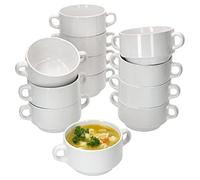 MamboCat Stiva Lot de 12 bols à soupe 250 ml I Blanc I Pour 12 personnes I Tasse à soupe Terrine Soup Bowl Bol en porcelaine empilable 18 x 12,5 x 8,5 cm Petit bol Poignée pour ragoût et soupe