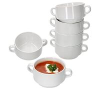 MamboCat Stiva Lot de 6 bols à soupe 250 ml I Blanc I Pour 6 personnes I Tasses à soupe, Soup Bowl I Bol à soupe I Bol en porcelaine empilable I 18 x 12,5 x 8,5 cm Petit bol avec anse pour ragoût et