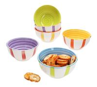 MamboCat Summer Stripes - Lot de 6 bols à snack/sauce - 12 cm - 220 ml - En faïence avec rayures colorées - Pour 6 personnes - Mini bol pour sauces, fruits, mini salade, noix, etc.