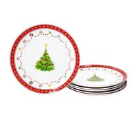 MamboCat Weihnachtstraum Lot de 6 assiettes à pâtisserie Diamètre 26,8 cm Grandes assiettes plates en porcelaine pour 6 personnes avec décoration de Noël, assiettes plates pour biscuits & Co I Service