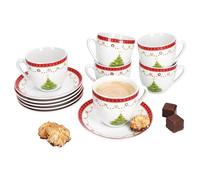 MamboCat Weihnachtstraum Tasses à café avec soucoupes pour 6 personnes I Service en porcelaine avec décoration de Noël pour Noël, Saint-Nicolas et la période de l'Avent