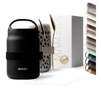 MAMEIDO Boîtes Alimentaires Isothermes 800 ml, pot de yaourt à emporter acier inoxydable, gobelet isotherme pour repas anti-fuite, lunchbox sans BPA (Rich Black)