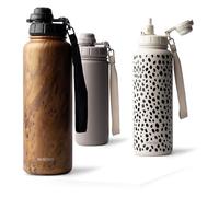 MAMEIDO Bouteille isotherme avec paille 1,2 l (Oak Wood)