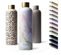 MAMEIDO Gourde Isotherme 1 l (Pearl Marble Gold) | 12h chaud/24h froid, étanche & sans BPA, compatible boissons gazeuses, Bouteille Isotherme pour le sport, l'école, le bureau
