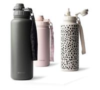 MAMEIDO Gourde Isotherme avec paille 1,2 l (Vintage Vogue) | 12h chaud/24h froid, étanche & sans BPA avec bouchon sport 2-en-1 & dragonne, Gourde isotherme enfant avec paille