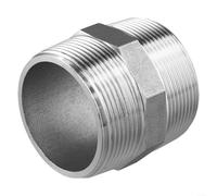 Mamelon hexagonal 2" filetage extérieur x filetage extérieur en 304 raccord de tuyau pour installations sanitaires jusqu'à 150 PSI argenté
