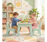 MAMIZO Ensemble de sièges pour Enfant avec 2 PCS chaises, Table pour Enfant, Meuble pour Chambre d'enfant, Espace de Rangement, Table de Peinture et Plaque de Construction, Vert