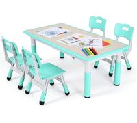 MAMIZO Ensemble de Table de Peinture pour Enfants réglable en Hauteur avec 4 chaises, Meubles en Plastique pour garçons et Filles à partir de 2 Ans, Vert Menthe