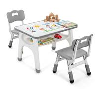 MAMIZO Table pour enfant avec 2 chaises réglables en hauteur, bureau 70 x | Table de coloriage pour enfants avec plateau à peindre et espace de rangement, table de jeu multifonctionnelle pour enfants