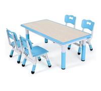 MAMIZO Table pour Enfant avec 4 Chaises, Ensemble de Table pour Enfants réglable en Hauteur, Meubles en Plastique, Table de Peinture pour Garçons et Filles à partir de 2 Ans, Bleu