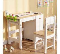 MAMIZO Table pour Enfant avec Chaises, Table a Dessin avec Rouleau Papier | Bureau avec Rangement, Bureau Enfant avec Tableau Noir, pour Fille Garcon 3+ Ans, pour école Garderie Chambre, Blanc