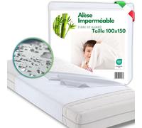MammaVaiTra Alèse Imperméable Lavable en Bambou - 100 x 150 cm - Made in Italy - Certifié Oeko-Tex, Hypoallergénique, Respirant, Antibactérien
