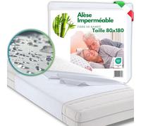 MammaVaiTra Alèse Imperméable Lavable en Bambou - 80 x 180 cm - Made in Italy - Certifié Oeko-Tex, Hypoallergénique, Respirant, Antibactérien