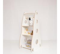 MAMOI Bibliothèque Montessori en bois pour enfant en forme de fusée, organisateur de livres et de jouets, meuble de chambre d'enfant en bois, 100 % écologique, fabriquée dans l'UE