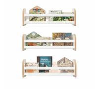 MAMOI Lot de 3 étagères murales en Bois pour Enfants, bibliothèque Montessori pour Chambre d'enfant, Organisateur pour Livres et Jouets, Meubles de Chambre d'enfant