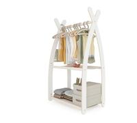 MAMOI® Portant à vêtements pour enfants 95 x 106 x 32 cm / 53 x 95 x 32 cm | Garde-robe enfant | Porte-manteau debout | Rail de vêtements pour enfants | Rail en bois | Garde-robe chambre d'enfant |