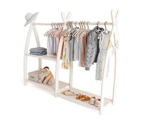 MAMOI® Portant à vêtements pour enfants 95 x 106 x 32 cm / 53 x 95 x 32 cm | Garde-robe enfant | Porte-manteau debout | Rail de vêtements pour enfants | Rail en bois | Garde-robe chambre d'enfant |