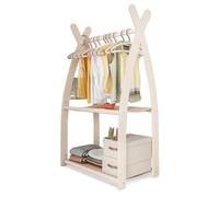 MAMOI® Portant à vêtements pour enfants 95 x 106 x 32 cm / 53 x 95 x 32 cm | Garde-robe enfant | Porte-manteau debout | Rail de vêtements pour enfants | Rail en bois | Garde-robe chambre d'enfant |