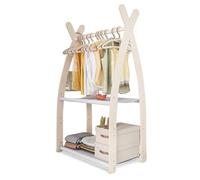 MAMOI® Portant à vêtements pour enfants 95 x 106 x 32 cm / 53 x 95 x 32 cm | Garde-robe enfant | Porte-manteau debout | Rail de vêtements pour enfants | Rail en bois | Garde-robe chambre d'enfant |