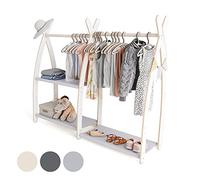 MAMOI® Portant à vêtements pour enfants 95 x 106 x 32 cm / 53 x 95 x 32 cm | Garde-robe enfant | Porte-manteau debout | Rail de vêtements pour enfants | Rail en bois | Garde-robe chambre d'enfant |