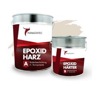 MANADATEC B471 Peinture Résine Époxy Bi-Composant Interieur 1 kg | RAL 9001 Blanc crème | Revêtement de Sol Époxy 2K Pour Garage, Béton, Atelier, Sous-Sol, Cave, Entrepôt et Local Technique